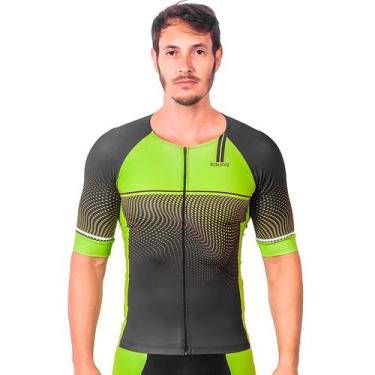 Imagem de Top camisa com mangas triathlon elite fluor power proteção uv 50+ kaun