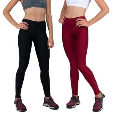 Imagem de Conjunto com 2 Calças Legging Fitnes Suplex Lisa Cintura Alta Preta e 