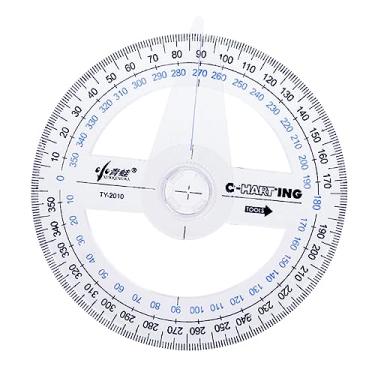 Imagem de YS0911 Régua de plástico transferidor de 360 graus, localizador de ângulo, braço oscilante, escola, escritório, ferramenta de medição de círculo 360