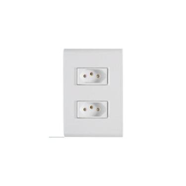 Imagem de Conjunto 4x2 Com 2 Tomadas 2p+t Tramontina 20 A 250 V Liz Branco Tramo