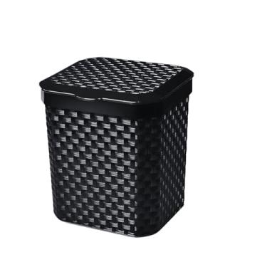 Imagem de Lixeira Compacta Quadrada 5L para Pia Da Cozinha Ou Escritório Preta Texturizada Com Tampa Embutida