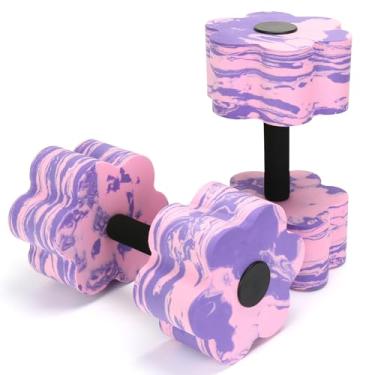 Imagem de Halteres para exercícios aquáticos, 2 unidades de halteres Aqua Fitness, flores EVA de alta densidade, exercícios aquáticos com espuma EVA, conjunto de halteres de peso de piscina para exercícios