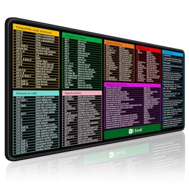 Imagem de HUAMXE Tapete de mesa Excel, 80 x 40 cm, mouse pad grande estendido para jogos, grande, 2GG, teclado de computador, atalhos, teclas, tapete para desktop, planilha de escritório, para teclado e laptop,