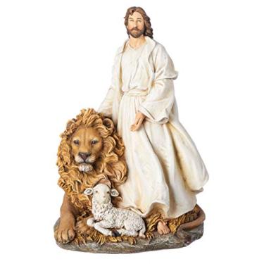 Imagem de Joseph's Studio por Roman, figura de Jesus com leão e cordeiro, 30,5 cm de altura, presente religioso, decoração de casa