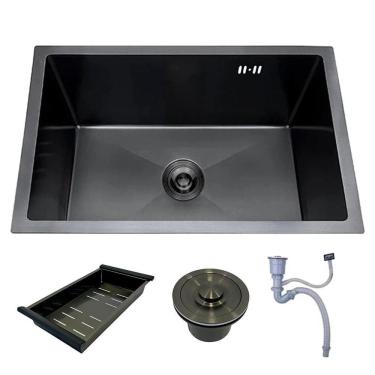 Imagem de Cuba Cozinha Gourmet Nano Inox 304 Escovado 50X40 Preta