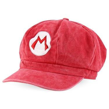 Imagem de Armycrew Mario Luigi Chapéu de fantasia cosplay estilo jornaleiro tingido pigmento, Vermelho, tamanho �nico