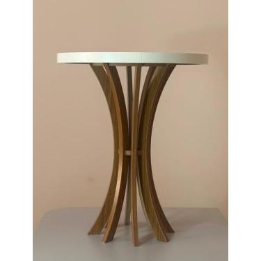 Imagem de Mesa De Canto Redonda Lateral Sofá Cálice 60cm Altura Branco - B&D Art