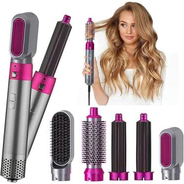 Imagem de Techking 5 em 1 multifuncional ferramenta de estilo secador de cabelo, pente de ar quente destacável 5 em 1 com várias cabeças, o modelador de cabelo com sucção manual de íons negativos para mulheres