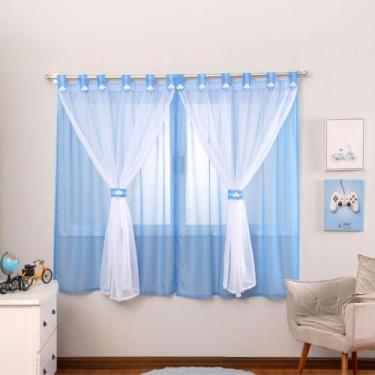 Imagem de Cortina de voal quarto bebê 3,00x2,80 Juvenil na cor azul - EMPÓRIO DO