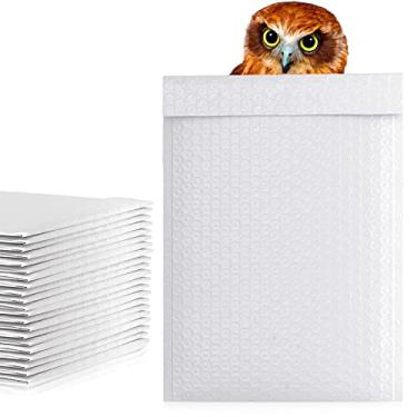 Imagem de Pacote de 100 envelopes brancos de plástico bolha 26 x 40 envelopes acolchoados 26 x 40 da Amiff. Envelopes grandes de almofada de poliéster. Descasque e sele. Envio, envio, embalagem, embalagem.