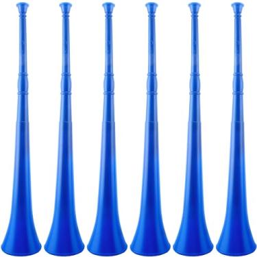Imagem de Hoarost 6 Pcs 28 Inch Collapsible Stadium Horn Plastic Vuvuzela Trumpet Horn Blow Noise Maker for Sporting Events Sports Themed Party Supplies (Color set 1)