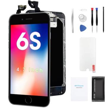 Imagem de Substituição de tela premium para iPhone 6S 4,7' - Kit de reparo completo LCD Display 3D Touch Digitizer Montagem com fone de ouvido, câmera frontal, sensor de proximidade, vidro temperado, ferramentas, instruções, 4.7 Inch, Preto