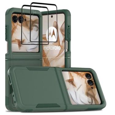 Imagem de Jeylly Capa para celular Motorola Razr 2024, Moto Razr 2024 com protetor de tela Slim Fit, resistente, à prova de quedas, capa protetora à prova de choque para Motorola Razr 2024, verde