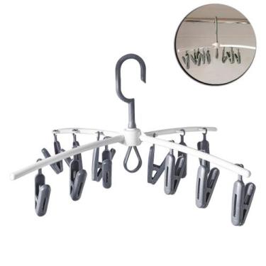 Imagem de Varal Cabide 12 Prendedores Pregadores de Roupa Gancho Cinza - Secalux