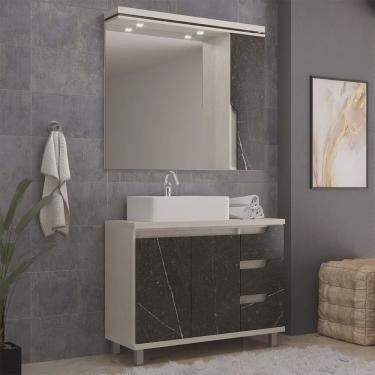 Imagem de Gabinete de Banheiro 100cm com Cuba e Armário com Espelho Ref 1000