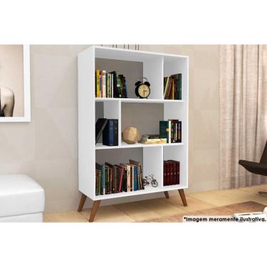 Imagem de Estante Livreiro Solteiro RT3015 c/ 6 Nichos Branco - Movelbento