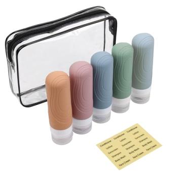 Imagem de Kit Viagem Frascos De Silicone E Pote Para Cremes E CosméTicos, Shampoo, Necessaire Transparente, Porta Shampoo, Conjunto De Higiene Pessoal Com 5 Itens (5)