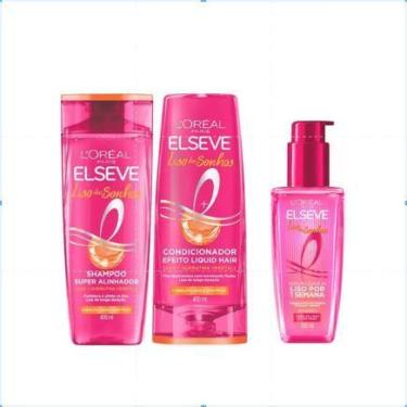 Imagem de Kit Elseve Liso Dos Sonhos - L'Oréal Paris, Shampoo, Cond e Serúm 400M
