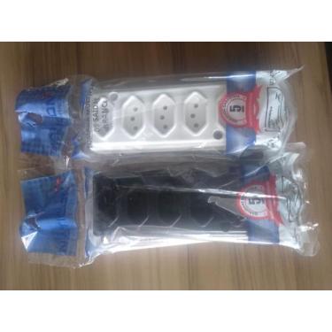 Imagem de Tomada em barra 2pt preta ou branca 5 saida 10a - NATICON, Preto