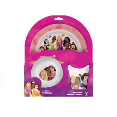 Imagem de Jogo Infantil de Melamine com 3 Peças Princesas 22cm – Produto Oficial