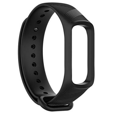 Imagem de AWADUO Pulseira de substituição compatível com Samsung Galaxy Fit E SM-R375, pulseira de silicone de substituição para relógio GPS Samsung Galaxy Fit E 2019 SM-R375, macia e durável (silicone preto)