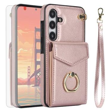 Imagem de Asuwish Capa de telefone para Samsung Galaxy S24 FE 5G capa carteira com protetor de tela de vidro temperado e anel de bloqueio RFID suporte suporte para cartão de crédito acessórios de celular S 24