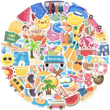 Imagem de 200 peças de adesivos de piscina e praia, lembrancinhas de festa de aniversário para crianças, para garrafa de água e laptop
