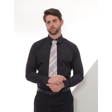 Imagem de Camisa Social Manga Longa Slim Preta - Pthirillo, GG
