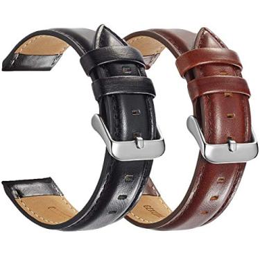 Imagem de OTOPO Pulseira de substituição compatível com Samsung Galaxy Watch 3 de 45 mm/Galaxy Watch 46 mm, pulseira de couro de liberação rápida de 22 mm para smartwatch Gear S3/Ticwatch Pro – pacote com 2