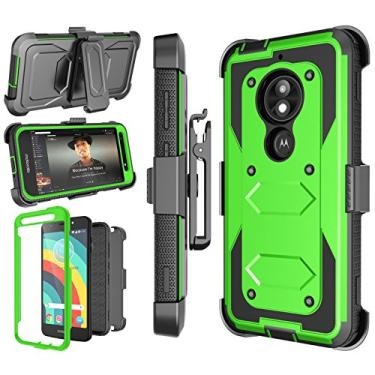Imagem de Capa para celular Motorola Moto E5 Play, Moto E5 Cruise/Moto E5 GO, clipe para coldre [Nbeck] à prova de choque, resistente e integrado, protetor de tela resistente com trava e clipe giratório para cinto, suporte rígido, capa para telefone, Verde