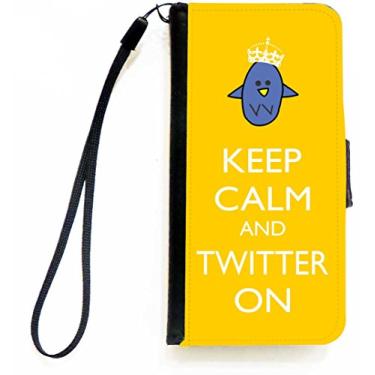 Imagem de Rikki Knight Capa carteira flip Keep Calm and Twitter On amarela com aba magnética para Apple iPhone 5c