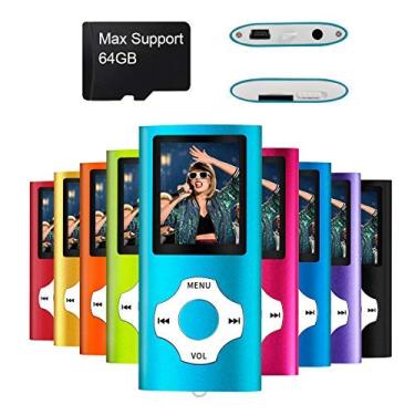 Imagem de MYMAHDI Suporte para cartão TF porta USB fina pequena seleção multilíngue 1.8 LCD portátil MP3/MP4, leitor de MP3, leitor de MP4, reprodutor de vídeo, leitor de música, reprodutor de mídia, reprodutor de áudio, azul