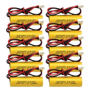 Imagem de GLESOURCE Bateria de luz de emergência AA 1100mAh 1,2V compatível com ELB-CS01, EXR EL 122 C4T, personalizado 332, Unitech OSA268 (pacote com 10)