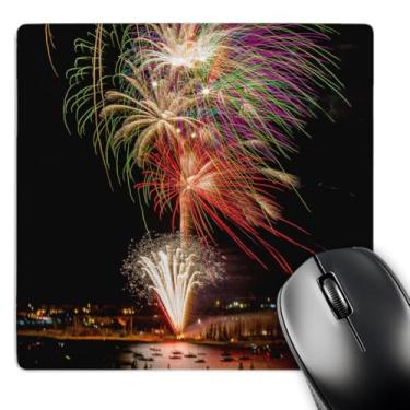 Imagem de 3D Rose"USA Colorado Frisco Dillon Reservoir. Exibição de Fireworks 4 de julho." Mouse pad com acabamento fosco - 20,32 x 20,32 cm - mp_190713_1