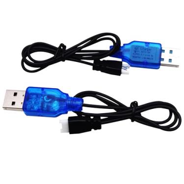 Imagem de Blomiky Pacote com 2 cabos de carregador USB de bateria de lítio de 3,7 V com plugue MX2.0, adequado para alguns aviões de controle remoto, tubarão, barco, helicóptero, drone/bateria T12 USB