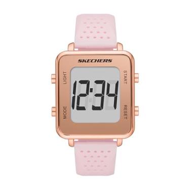 Imagem de Skechers Relógio digital feminino Magnolia Quartz Metal e Silicone, Naylor rosa, Digital