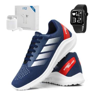 Imagem de Tenis De Corrida Masculino Macio Ortopédico Kit Fone Relógio - Kart'me