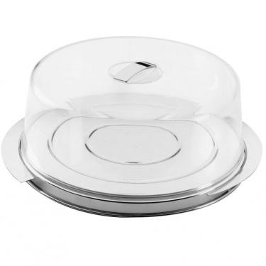 Imagem de Prato Para Bolo Forma Terrazas Com Cúpula 27,5 Cm Transparente