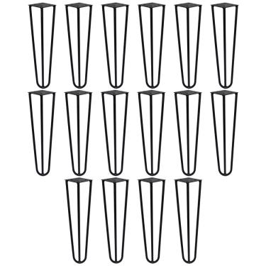 Imagem de Kit 16 Pés De Metal 30 Cm Mesa De Canto Rack E Puffs Preto