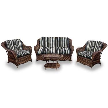 Imagem de Conjunto De Sofá Fibra Sintética Naja-1 Sofá 2 L+2 Poltronas+1 Mesa Centro- Illimani Preto