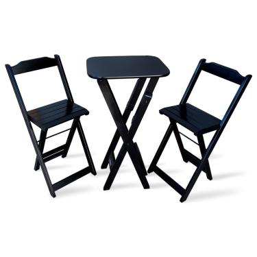 Imagem de Jogo Dobravel Bistro Com 2 Cadeiras Para Bar E Restaurante - Preto - Cor: Preto