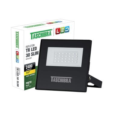 Imagem de Refletor Taschibra Led Tr Slim 30W Luz Branco Quente 3000K Preto Bivolt