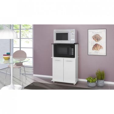 Imagem de Balcão 2 Portas 2 Prateleiras Com Nicho Para Microondas Isis Nicioli Branco Uv