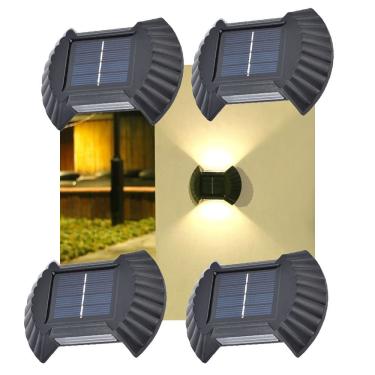 Imagem de Luminaria Solar Parede Led Arandela Spot Balizador Resistente 4 Und Enfeite Jardim Quintal