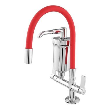 Imagem de Torneira Cozinha Bica Flexível 5-8 Com Filtro - 1-4 Volta - Bancada Vermelho