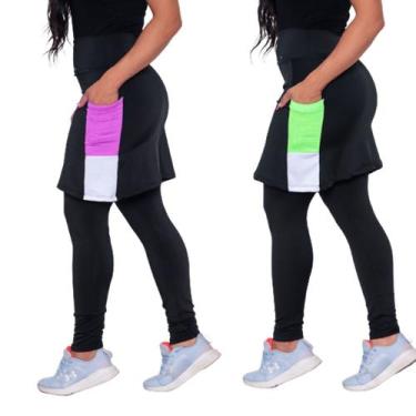 Imagem de Kit 2 calça saia academia leg saia moda evangélica treino legging - No