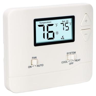 Imagem de WENGART Termostato Não Programável Para Residências Wg601, Tensão De Linha Ca 24 V, 1 Aquecimento/1 Resfriamento Com Lcd, Bomba Calor Compatível, Ar-Condicionado, Forno Hvac Branco