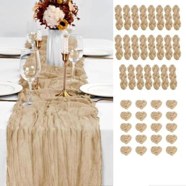 Imagem de PlatolPro 20 Peças De Caminho Mesa Gaze Estilo Boho Com Estampa Uva, 3 Metros, Pano Queijo Guardanapos Para Decoração Romântica Chá Bebê, Aniversário E Casamento