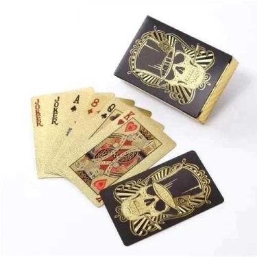 Imagem de Jogo De Cartas Baralho Cartão Black e Ouro 24k Para Jogos Truco Poker 