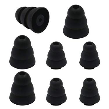 Imagem de ALXCD Ponta Auricular Tripla Com Furo De 2 Mm Para Fone Ouvido Shure Klipsch Etymotic, Tamanhos (P/G), 4 Pares Pontas Silicone Flange, Encaixe [Preto - Pares]